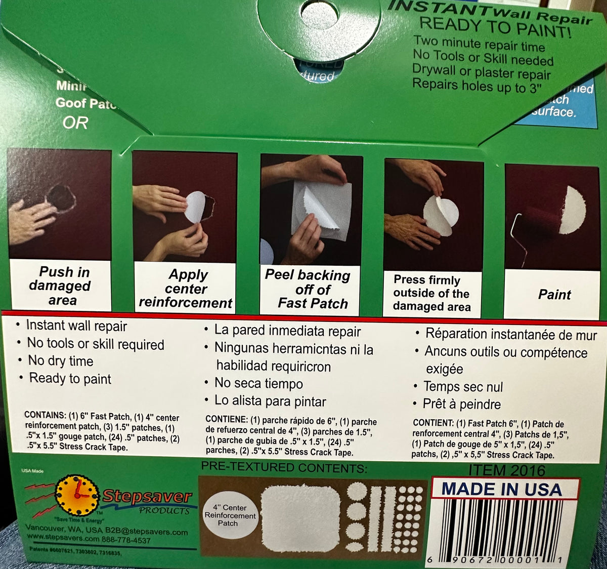 Self-Adhesive Fast Patch Pre-Textured wall patch kit