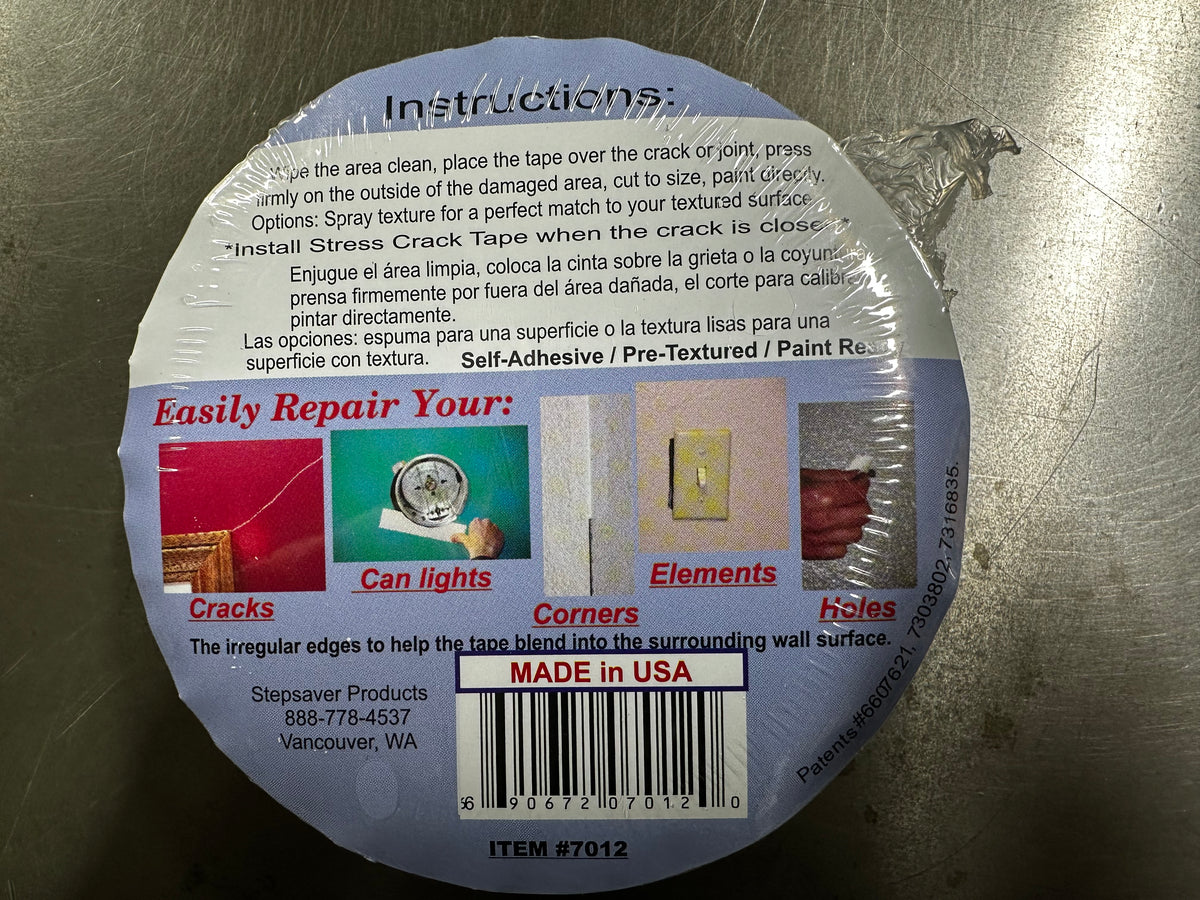 Self-Adhesive Stress Crack Tape Pre-Textured Roll. Quickly Repair Cracks and Corners. Patented, USA Made