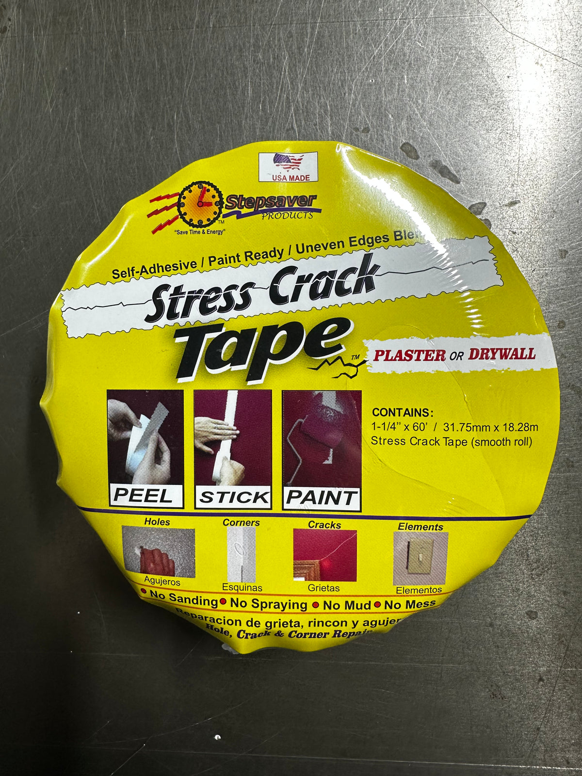 Self-Adhesive Stress Crack Tape 60' x 1.25'' Smooth Roll. Patented, USA Made