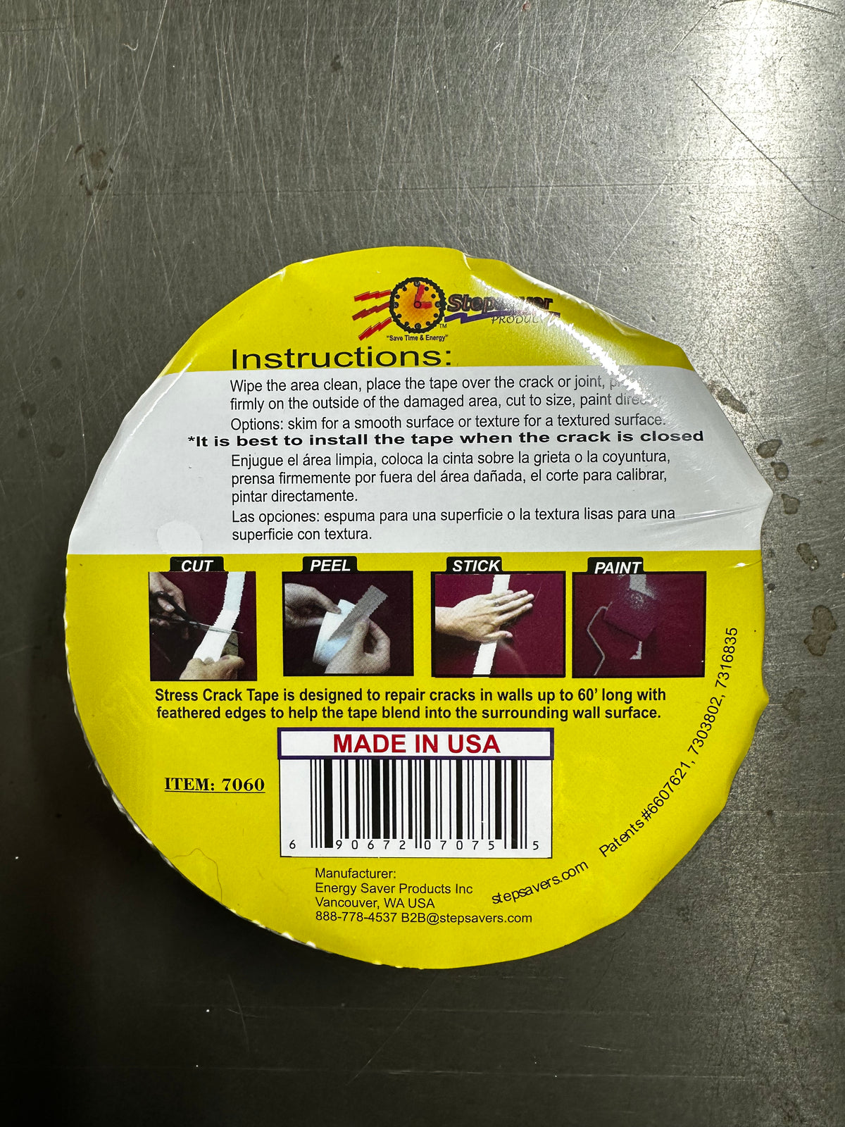 Self-Adhesive Stress Crack Tape 60' x 1.25'' Smooth Roll. Patented, USA Made