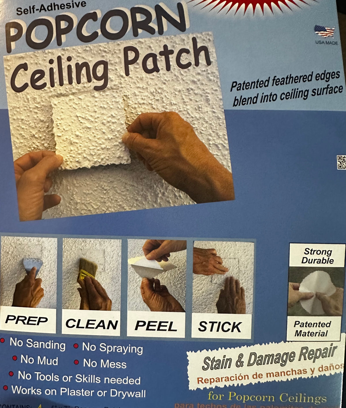 Self-Adhesive Popcorn Ceiling Repair Patch (Item 3059)