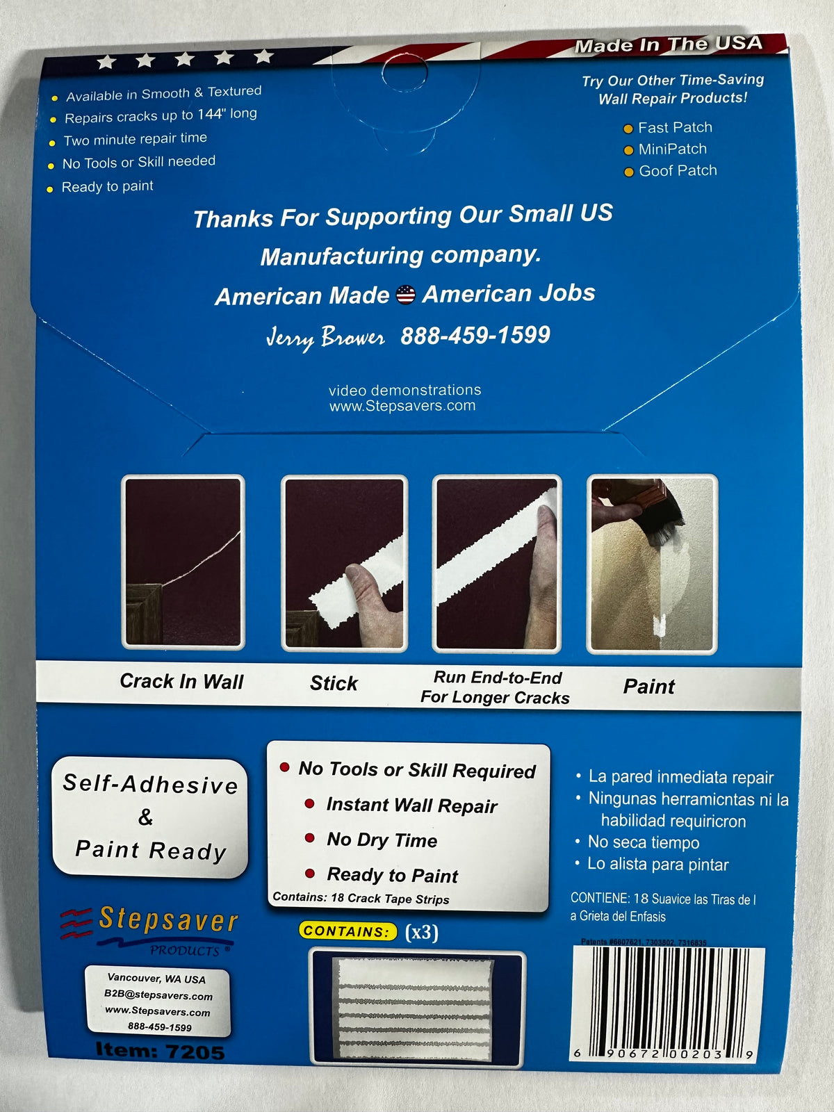 USA Made Self-Adhesive Stress Crack Tape 12' repair pack