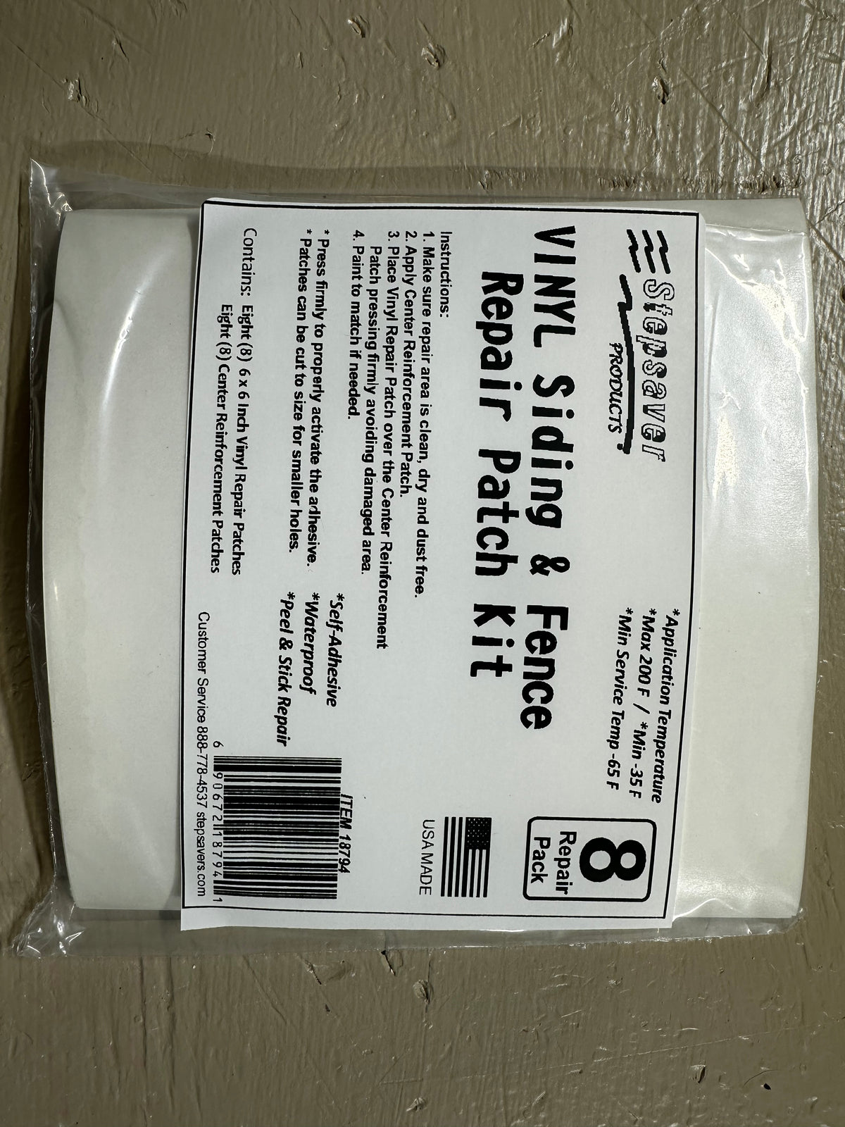 USA Made Stepsaver Products Vinyl Siding & Fence Repair Patches